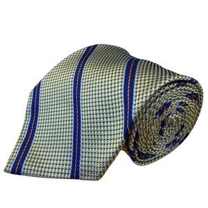 Dion Mens Blue & Orange Striped 100% Silk Tie Classic Design